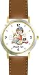 Girl Reading from Bible (Tanach) Judaica Jewish Theme - WATCHBUDDY&reg; DELUXE TWO-TONE THEME WATCH - Arabic Numbers - Brown Leather Strap-Size-Large ( Men's Size or Jumbo Women's Size )