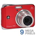 GE A950-RD 9MP Digital Camera with 5X Optical Zoom and 2.5 Inch LCD with Auto Brightness - Red