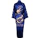Shanghai Tone® Dragon Bathrobe Bedgown Robe Navy Blue One Size