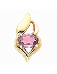 10K Yellow Gold Oval Cut Pink Sapphire Pendant -- LIFETIME WARRANTY
