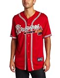 MLB Men's Atlanta Braves Scarlet Alternate Short Sleeve 6 Button Synthetic Replica Baseball Jersey (Scarlet, X-Large)