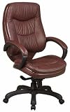 Review Office Star EX6200-E1 / Office Star Deluxe High Back Executive Leather Chair with Padded Arms, Light Coffee
