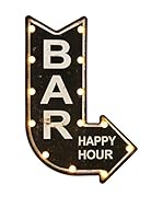 CALIFORNIA SURF Panel Decorativo Luminoso LED Bar Happy Hour Negro