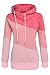 ANGVNS Women Long Sleeve Sport Polo Neck Hoody Contrast Color Pullover Hoodies