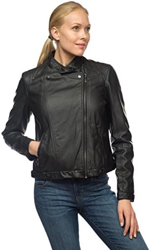 Nuage Sport Nuage Sport Women's Biker Style Leatherette Jacket Black Medium