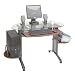 Modern Glass & Steel Computer Desk Workstation