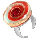 Akuamarina Bague ouverte en verre de Murano et Quartz Aventurine rouge-blanc