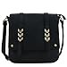 Double Compartment Large Flap Over Crossbody Bag Black