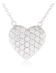 Myia Passiello "Hearts" Sterling Silver and Swarovski Zirconia Heart Pendant Necklace, 16"