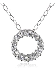 Sterling Silver Swarovski Cubic Zirconia Small Circle Pendant Necklace, 18"