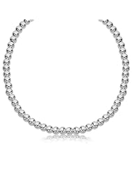 Sterling Silver Polished Bead Necklace with Rhodium Plating (6mm)