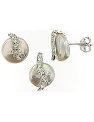 Sterling Silver and Freshwater Pearl Earring and Pendant Set