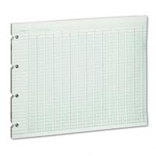 Wilson Jones Green Columnar Ruled Ledger Paper, Double Page Format, 24 Columns and 30 Lines per Page, 9.25 x 11.88 Inches, 100 Sheets per Pack (WG10-24A)
