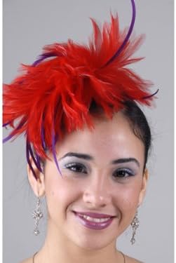 Fascinators Cocktail Hat - 5641C (Red/Purple)