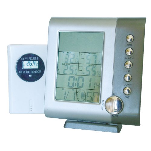 Heipei 258755 Funk- und Wetterstation, 6 Funktionen, inklusiv Au&szlig;enf&uuml;hler mit Temperaturanzeige