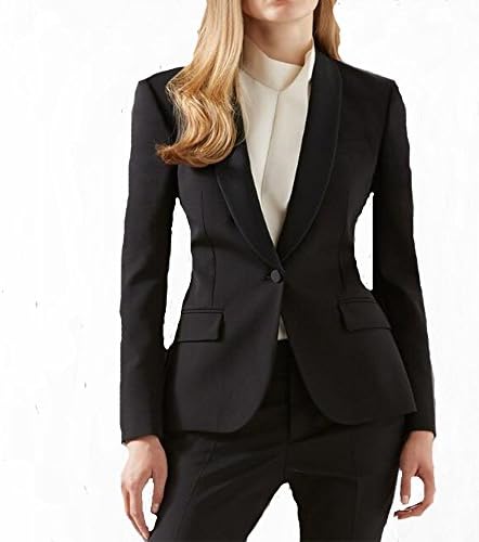 Women's Black One Buttons Suit Set (Jacket+Pant) (16, Black)