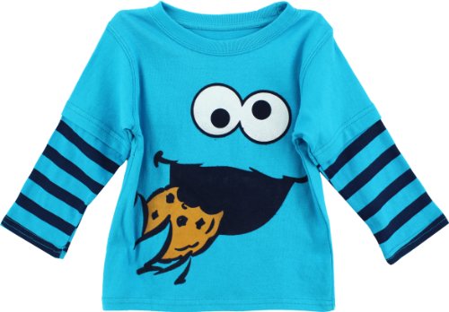 Sesame St Boys' Cookie Monster Long Sleeve Twofer T-Shirt