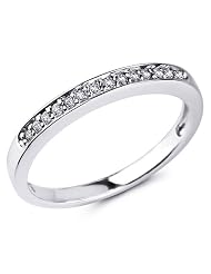 14k White Gold Round-Cut Diamond Ladies Women Wedding Ring Ring (0.14 Ctw.,... by 