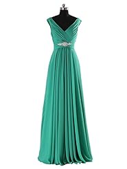 A-line V-neck Cocktail Floor Length Chiffon Corset   Waistline Lace-Up Beaded Evening Dress/Prom Dress/Party Dress/Wedding Dress 