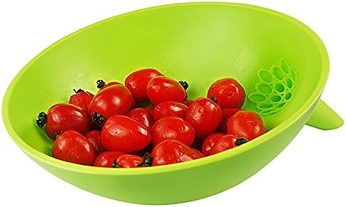 Pro Silicone Colander | Multifunctional Colander Bowl with Funnel and Removable Strainer for Noodles Vegetables Fruits | Cold and Heat Resistant PP Material | Dishwasher Safe | Fresh Green | 1043