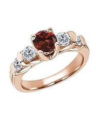 1.88 Ct Round Red Garnet G/H Diamond 18K Rose Gold Ring