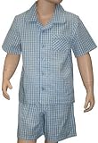 from Ex-Store Ex Store Boys Blue Check Cotton Short Pyjamas 9 - 10 Years