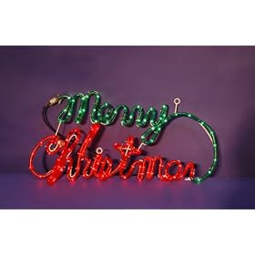 30" Merry Christmas Rope light Silhouet Outdoor Light