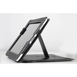 DMS Deluxe Leather multi-view Case/Folio with Stand Feature for Apple iPad 16GB, 32GB, 64GB WiFi + Wifi 3G (Black)