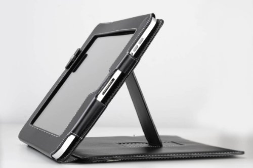 DMS Deluxe Leather multi-view Case/Folio with Stand Feature for Apple iPad 16GB, 32GB, 64GB WiFi + Wifi 3G (Black)