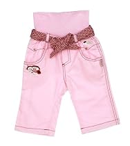 Sterntaler 74963 - Hose aus Baumwollstoff Marie mit Stickmotiven und G&uuml;rtel aus gepunktetem Stoff Farb-Nr. 35, rose