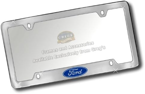 Ford Oval License Plate Frame, Cutout Bottom (Chrome Brass)