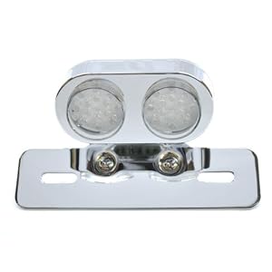 Custom Chrome LED Integrated Taillight Brake Light Turn Signals License Plate Light Fender Eliminator Plate Tag Holder for Harley, Honda, Yamaha, Suzuki, Kawasaki, Custom Bike, Cruiser, Choppers, Scooters, Vespa, Moped