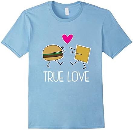 Men's True Love Burger And Cheese Heart Cute Funny Lovers T-shirt Medium Baby Blue