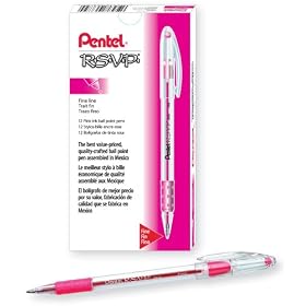 Pentel R.S.V.P. Ball Point Pen, 0.7 Millimeter Fine Tip, Pink Ink, Box of 12  (BK90-P)