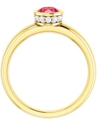 18K Yellow Gold 7.00x5.00mm Oval Cut Pink Spinel and Diamond Ring -- LIFETIME WARRANTY