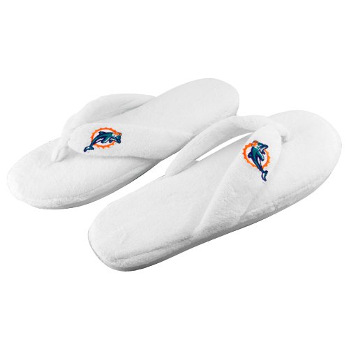 Miami Dolphins Ladies White Plush Thong Slippers (7/8)