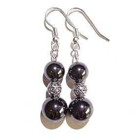 Hematite & Tibetan Silver Star Bead Earrings