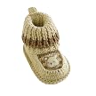 Just One Year Crocheted Booties - Khaki/ Blue (NB)