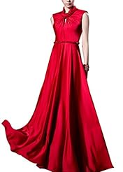 A-line Beaded Cocktail Floor Length Satin Empire   Waistline Sleeveless Evening Dress/Homecoming Dress/Prom Dress/Wedding Party Dress 