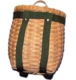 Outdoor Living : Outdoor Camping Hiking Fishing Finely Woven Pack Basket With Green Web Straps And Metal Rivets (Excellent Decorating Idea) 6.5"