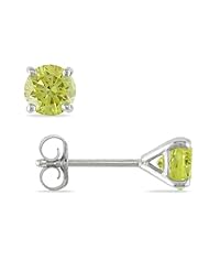 14k Gold Yellow Diamond Martini Style Solitaire Studs