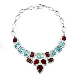 Pugster Chunky Bubble Garnet Red Aquamarine Blue Bib Statement Water Drop Necklace Fashion Jewelry For Women