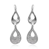 Platinum Plated Sterling Silver Genuine Diamond Accent Double Teardrop Post Earrings