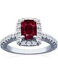 Platinum Cushion Cut Ruby Ring With Sidestones