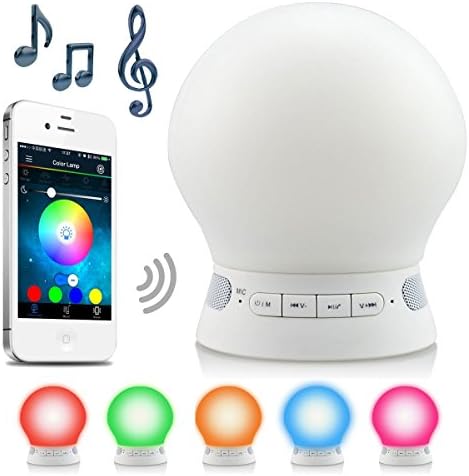 KUCAM Wireless Bluetooth 4.0 Speaker with Mood Led Night Light, App Remote Control Color Changing, AUX Audio TF Music Player for Babyroom Bedside