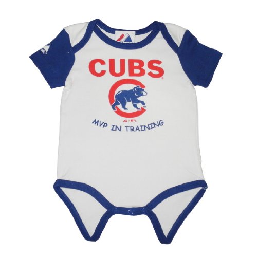 MLB Chicago Cubs Walking Bear Baby / Infant One-Piece Bodysuit / Romper / Onesie - White (Size: 6/9)