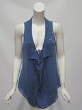 Robbi & Nikki womens beaded collar tied front blouse top