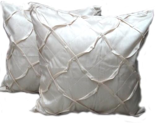 (Double) 2 Classic Throw Cushion Cover/pillow Satin and Thai Silk for Decorative Size 17 X 17 Inches