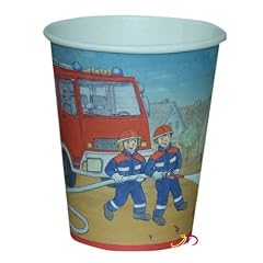 6 Becher Feuerwehr, Pappbecher, 2 Feuerwehrm�nne