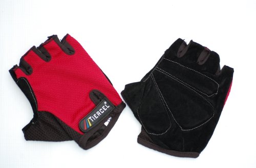 Men's Cycling Bike Fingerless Padded Gloves with Mesh Velcro Strap (Large, Red) On Sale